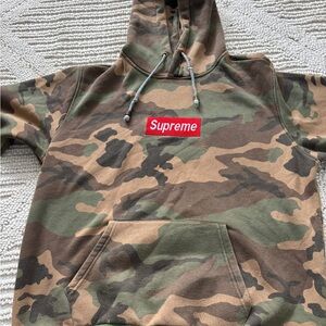 Supreme Green and Brown Camouflage Hoodie